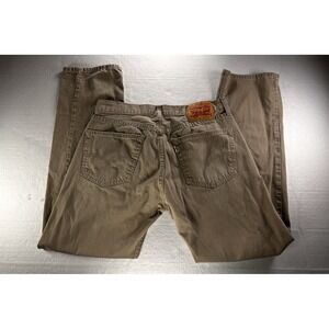 Levis 505 Mens 32x32 Classic Khaki Tan Straight Leg Beige Cotton Pants White Tab